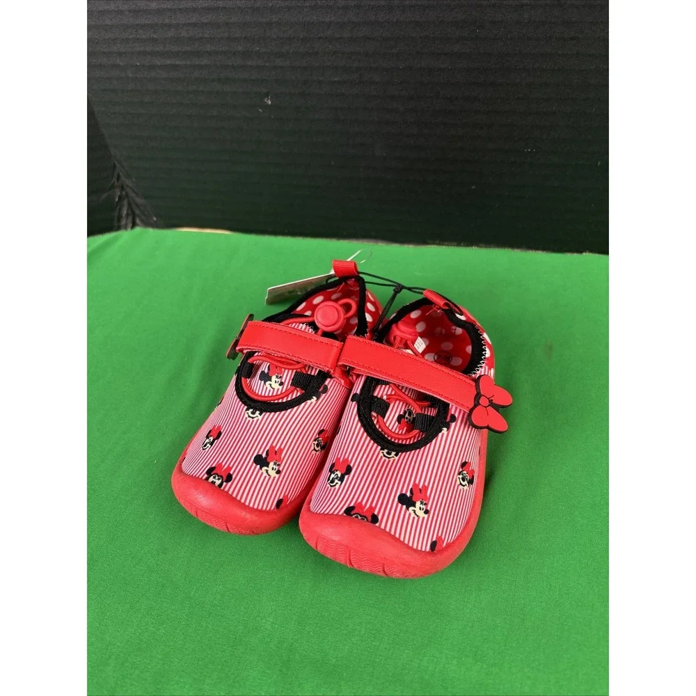 Disney Minnie Mouse Toddler Girls Red Water Shoes Size 13/1 Polka Dot Slip-On